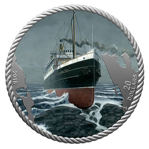 RCM-New-Release:-2018-1-Oz.-Pure-Silver-Coloured-Coin---The-Sinking-Of-The-SS-Princess-Sophia